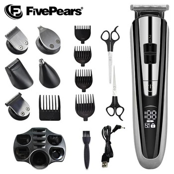 Триммер Для бороды FivePears Для мужчин, Машинка Для стрижки волос 5 В 1 Для носа, Мужская Электробритва, Перезаряжаемая Машинка Для стрижки волос