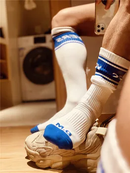 Уникальный Дизайн, Модные Мужские Удобные Футбольные носки, Сексуальный гей-топ и низ, Длинные носки-трубочки