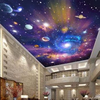 Фотообои на заказ 3D Звезда Вселенная Галактика Фрески Настенная ткань Детская спальня гостиная Водонепроницаемый Потолок 3D обои