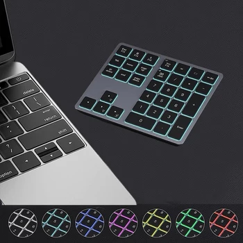 Цифровая клавиатура с подсветкой 34 клавиш, 7 цветов, Беспроводная цифровая клавиатура Bluetooth с подсветкой для ноутбуков, компьютеров, Ipad PC
