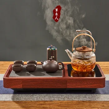 Чайный набор Бытовой Автоматический Цельный Поливочный Чайный поднос Для приготовления чая В гостиной, Маленький чайный столик Кунг-фу, Простой чайник