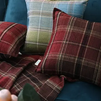 Чехол для дивана в стиле кантри-американская гостиная, поясная подушка, ретро-клетчатая подушка для спальни без сердцевины подушки