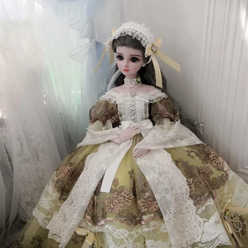 Элегантное Длинное платье Принцессы ручной работы Victoria Юбка 1/3 для кукол BJD, 60 см, Аксессуары для кукол на шарнирах Для девочек