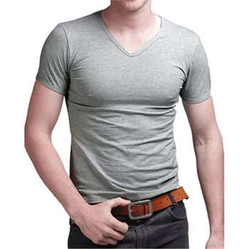 № 2 A1371, летние новые мужские футболки, однотонные, тонкие, трендовые, повседневные, с короткими рукавами
