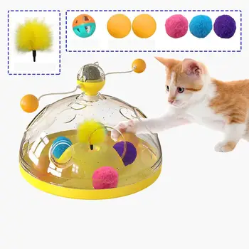 【Новые поступления 】 Домашняя кошка, вращающаяся ветряная мельница, игрушки с шариком, устойчивый к царапинам Интерактивный поворотный стол, развивающие игрушки для домашних животных